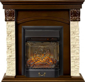 Каминокомплект Dublin STD SFT (Разборный) - Темный дуб / Сланец с очагом Majestic FX M Black RC