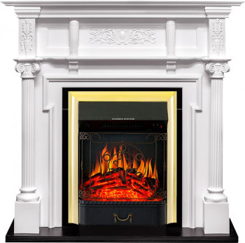 Каминокомплект Oxford - Белый с очагом Majestic FX Brass Каминокомплект Oxford - Белый с очагом Majestic FX Brass