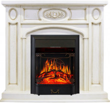 Каминокомплект Florence - Слоновая кость с патиной с очагом Majestic FX Black