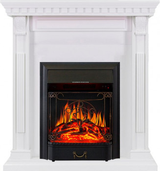 Каминокомплект Orlean - Белый с очагом Majestic FX Black Каминокомплект Orlean - Белый с очагом Majestic FX Black