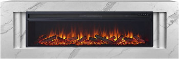 Каминокомплект Line 60 SFT White Marble - Белый мрамор с очагом Vision 60 LOG LED