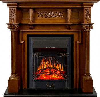 Каминокомплект Oxford - Орех с очагом Majestic FX Black Каминокомплект Oxford - Орех с очагом Majestic FX Black